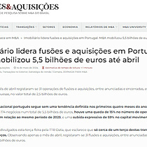 Imobilirio lidera fuses e aquisies em Portugal. M&A mobilizou 5,5 bilhes de euros at abril